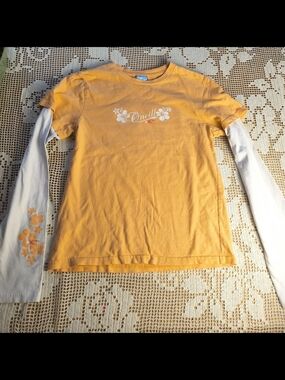Vintage Y2K O'neill surfing pastel orange and white long sleeve layer tee shirt